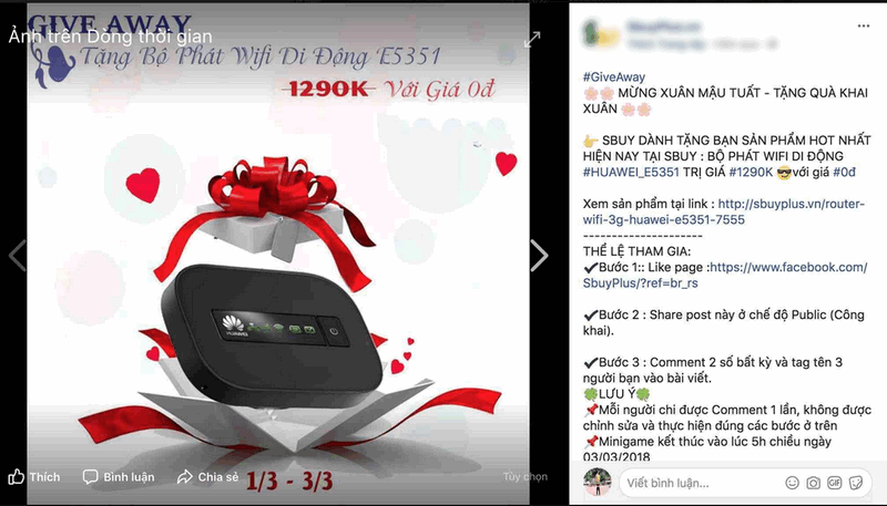 Tổ chức mini game tặng quà trên Fanpage